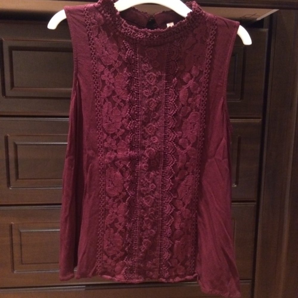 Xhilaration Burgundy Lace Top
